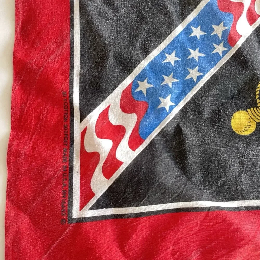 HARLEY DAVIDSON BANDANA DOUBLE BAR & SHIELD USA FLAG VINTAGE MADE IN USA 22